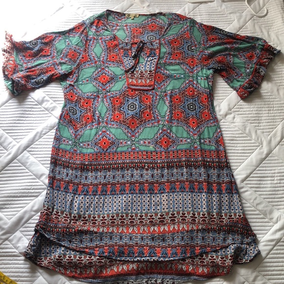Democracy| Dress| Women’s| Size 1X|. Multicolor, green, orange, blue Bohemian - Picture 4 of 16